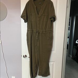 Torrid Olive Button-Up Jumpsuit
